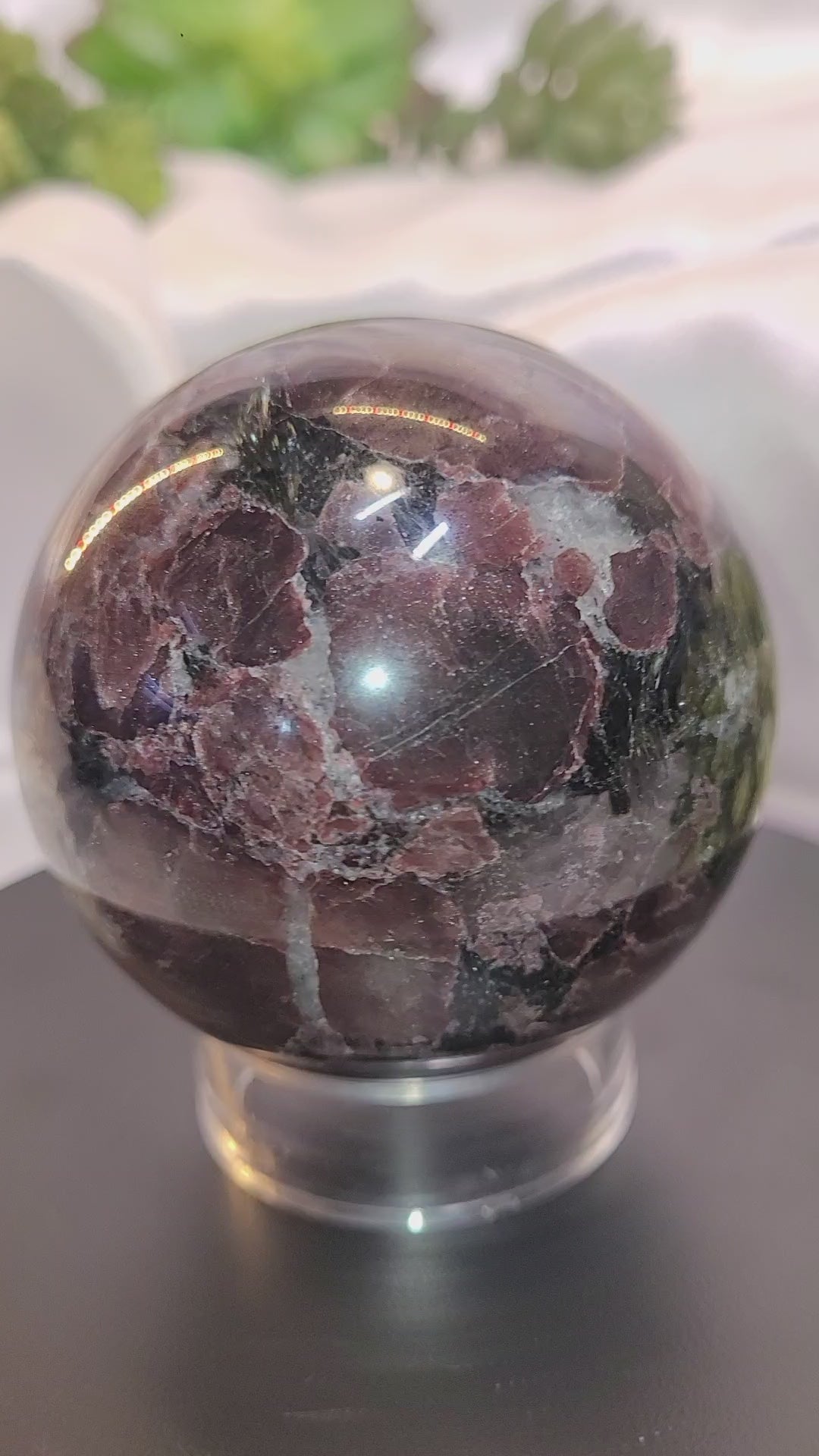 Garnet & Arfvedsonite Crystal Sphere 70.1 mm