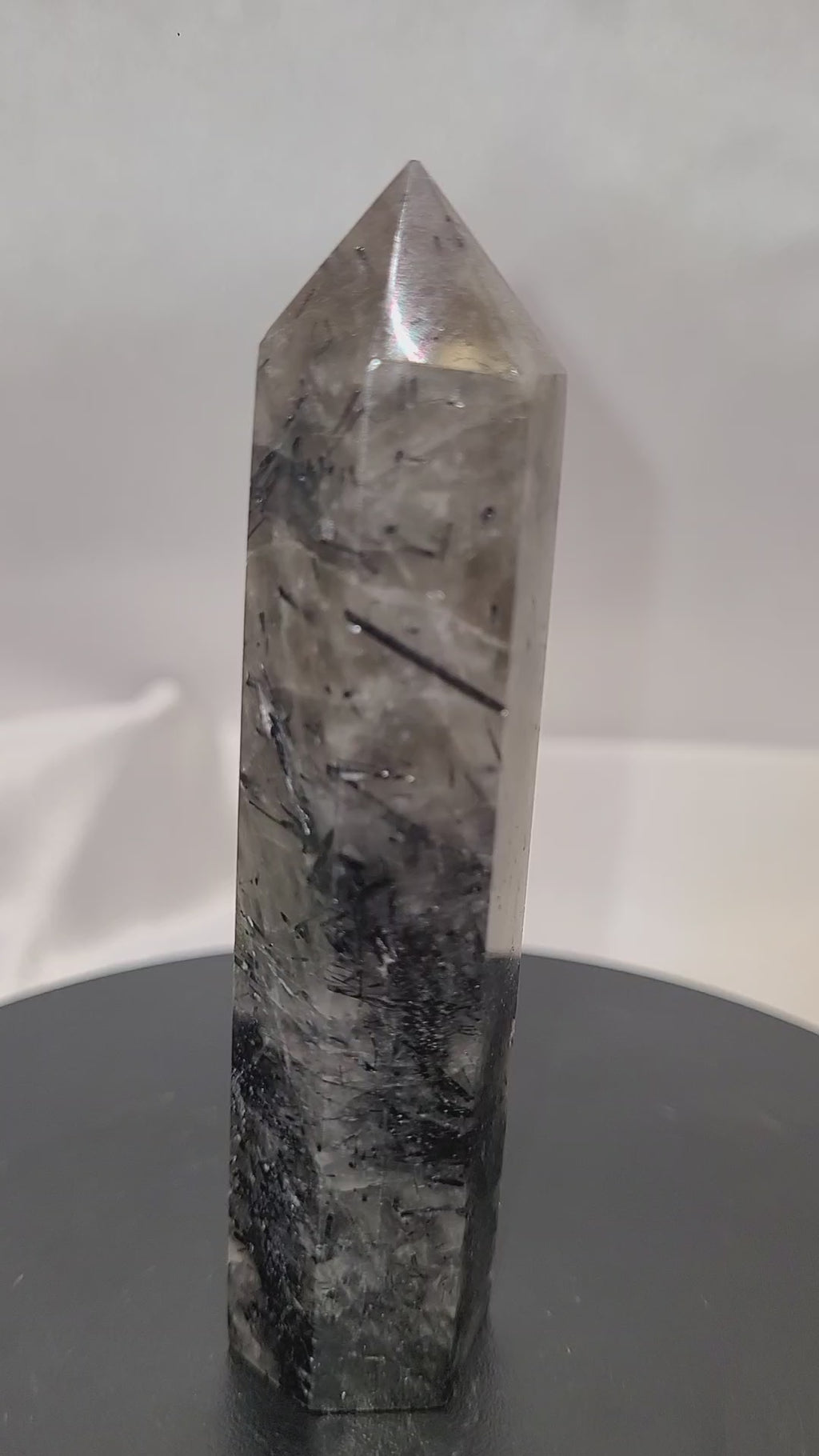 Tourmalinated Smoky Quartz Tower | Black Tourmaline Included Quartz Point | 73g