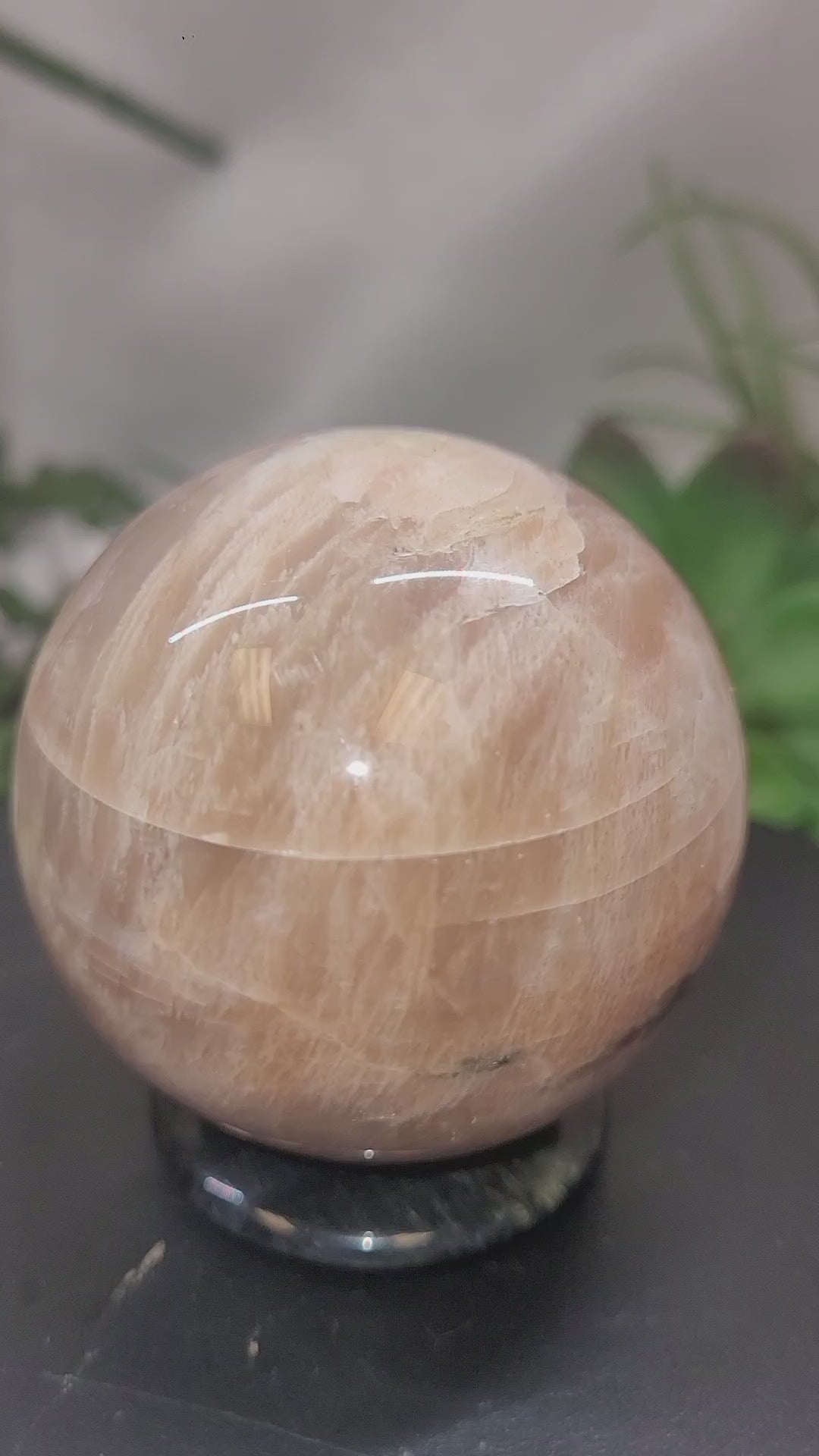 Peach Moonstone Sphere | 56.1mm Natural Crystal Sphere | Warm Apricot Feldspar Crystal | Collector Display