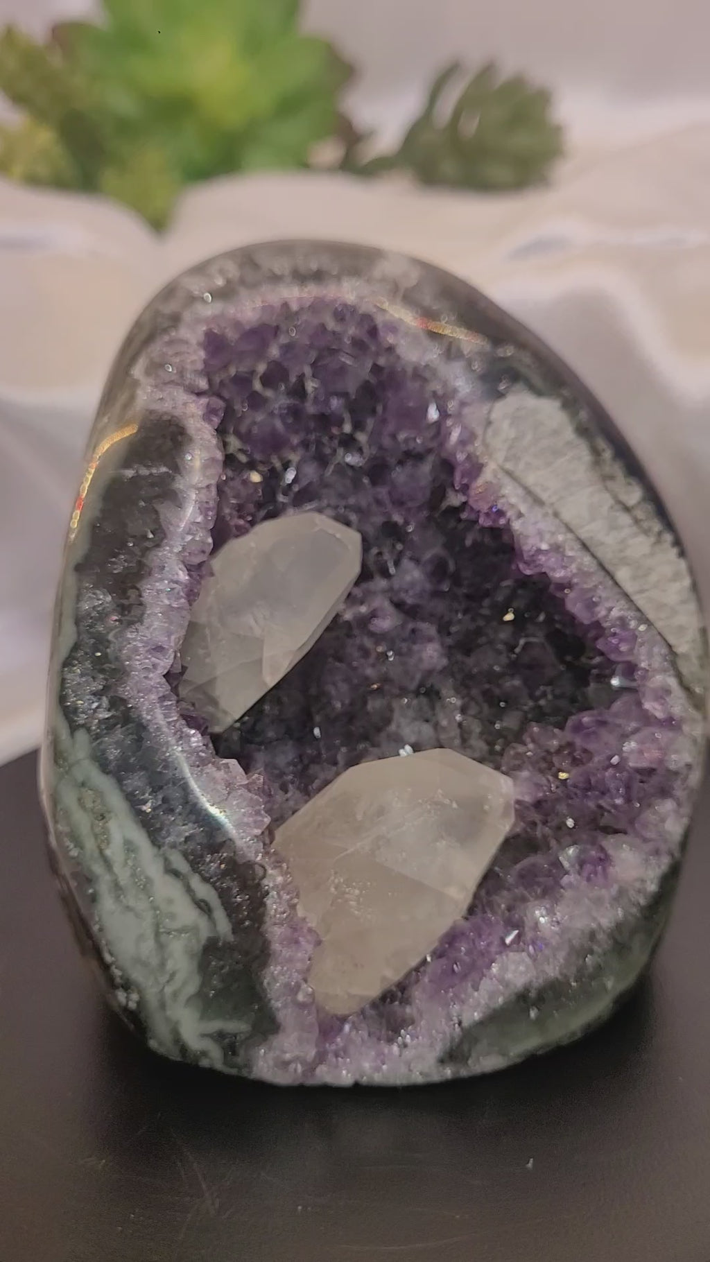 Amethyst Geode Freeform with UV Reactive Calcite Crystals