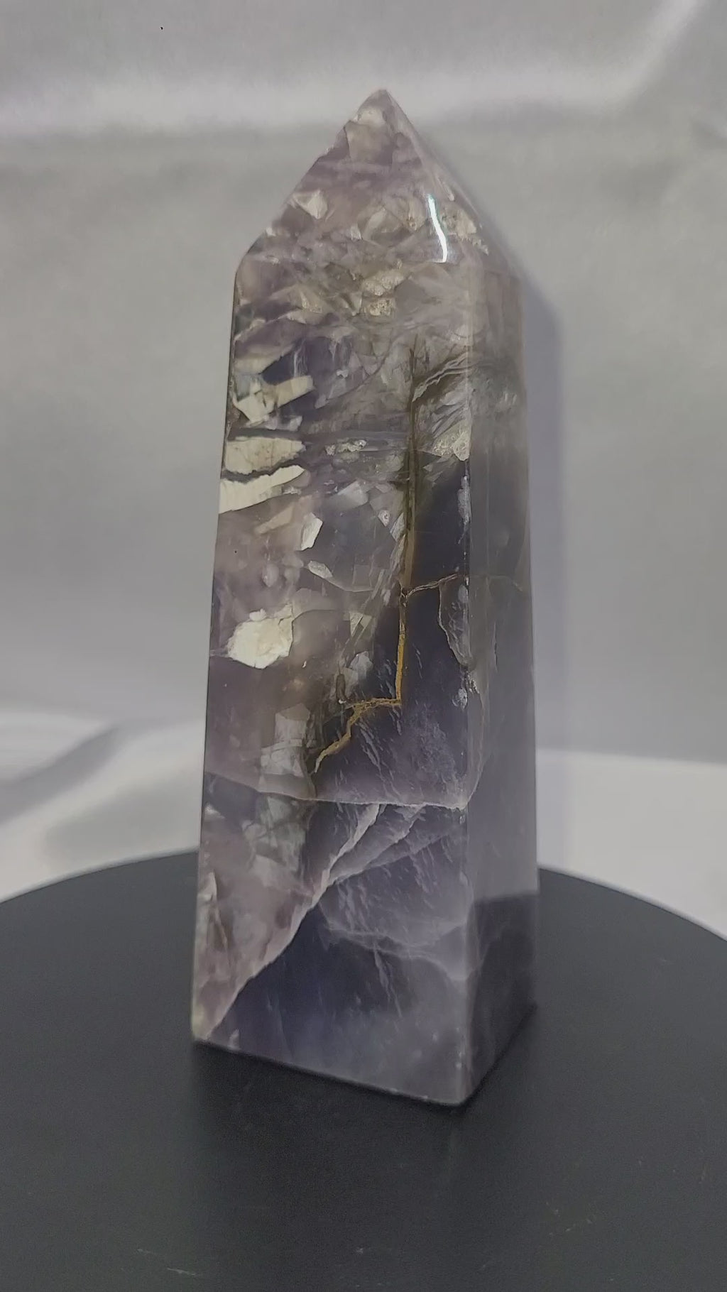 Purple Chalcedony Tower with Golden Veins