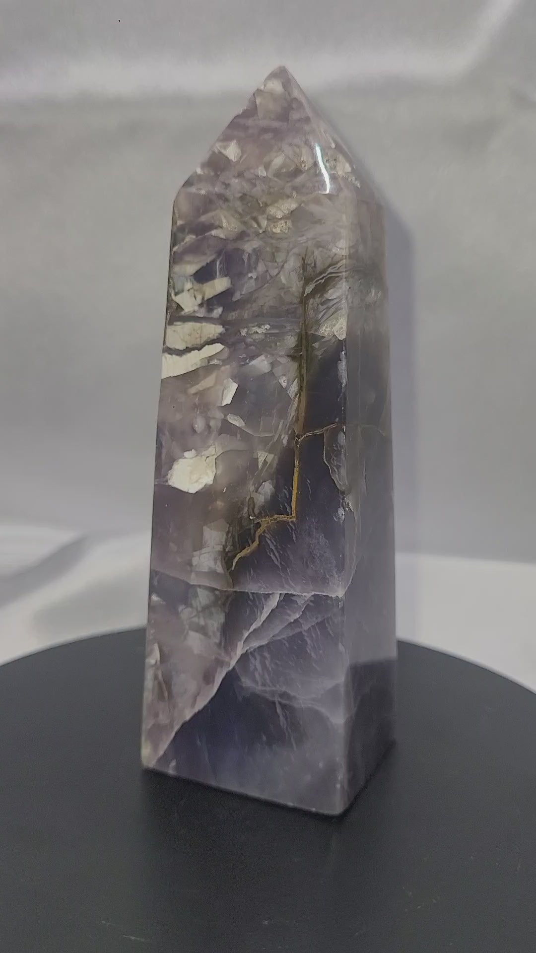 Purple Chalcedony Tower with Golden Veins