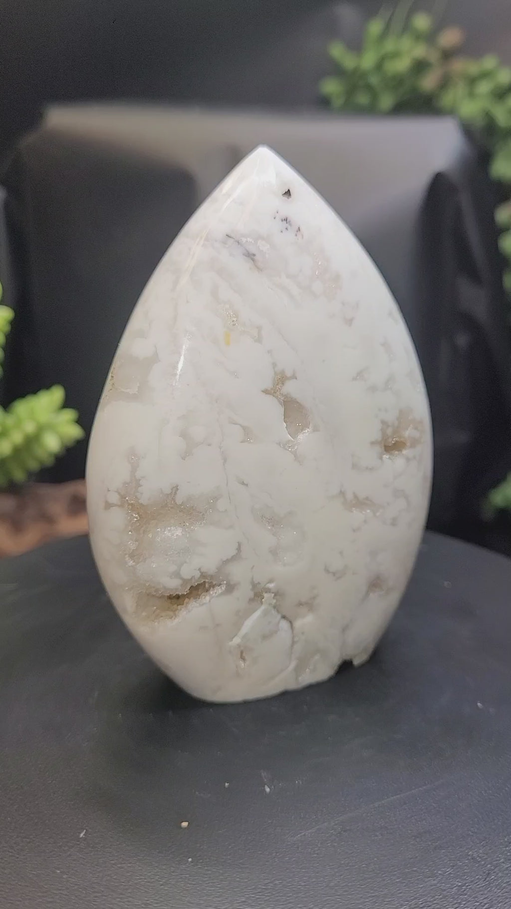 White Plume Agate Freeform • Multiple Druzy Pockets