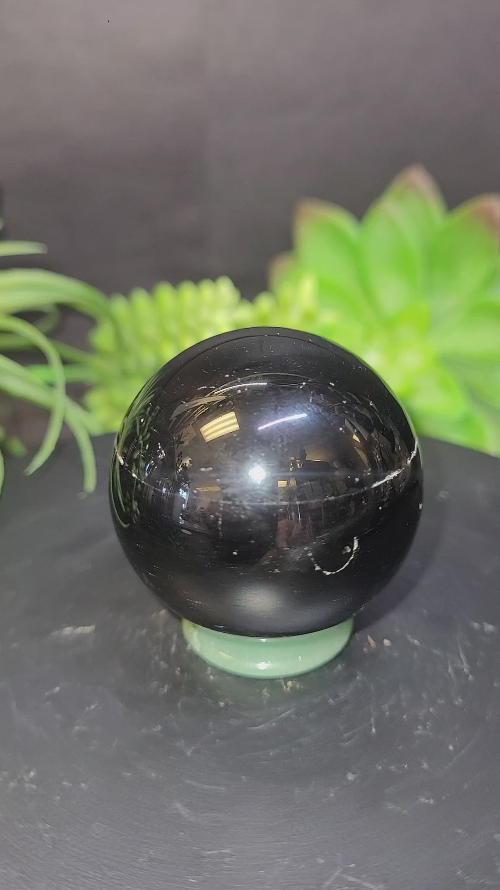 Natural Black Morion Quartz Sphere | 41.3mm Polished Crystal Sphere | 98g