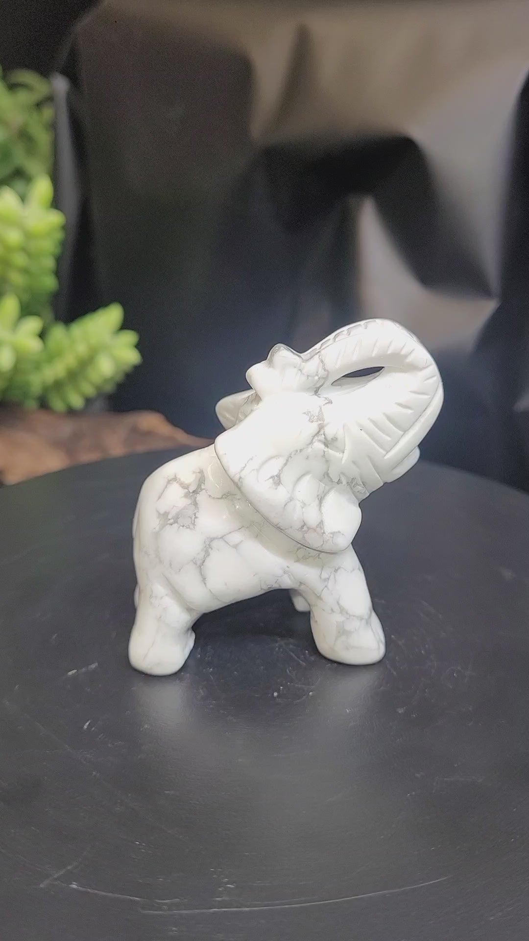 Howlite Elephant Carving