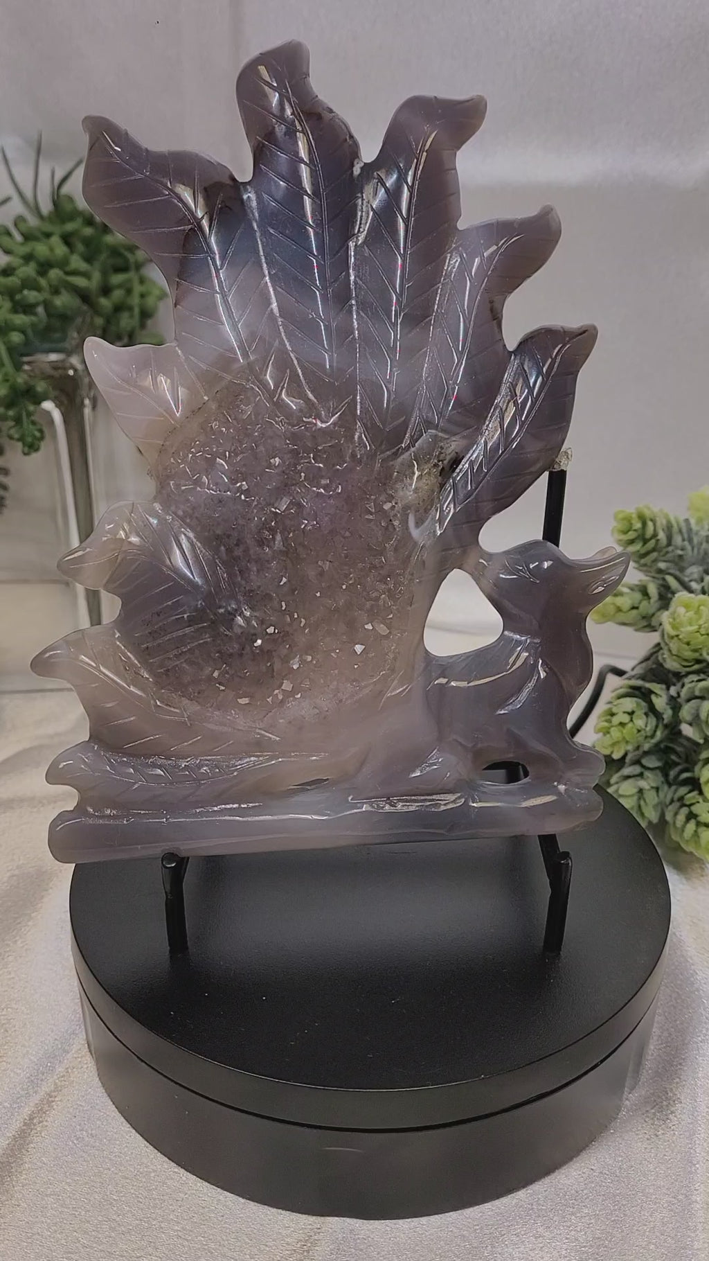 Druzy Agate Nine-Tailed Fox ~ The Veiled Kitsune •