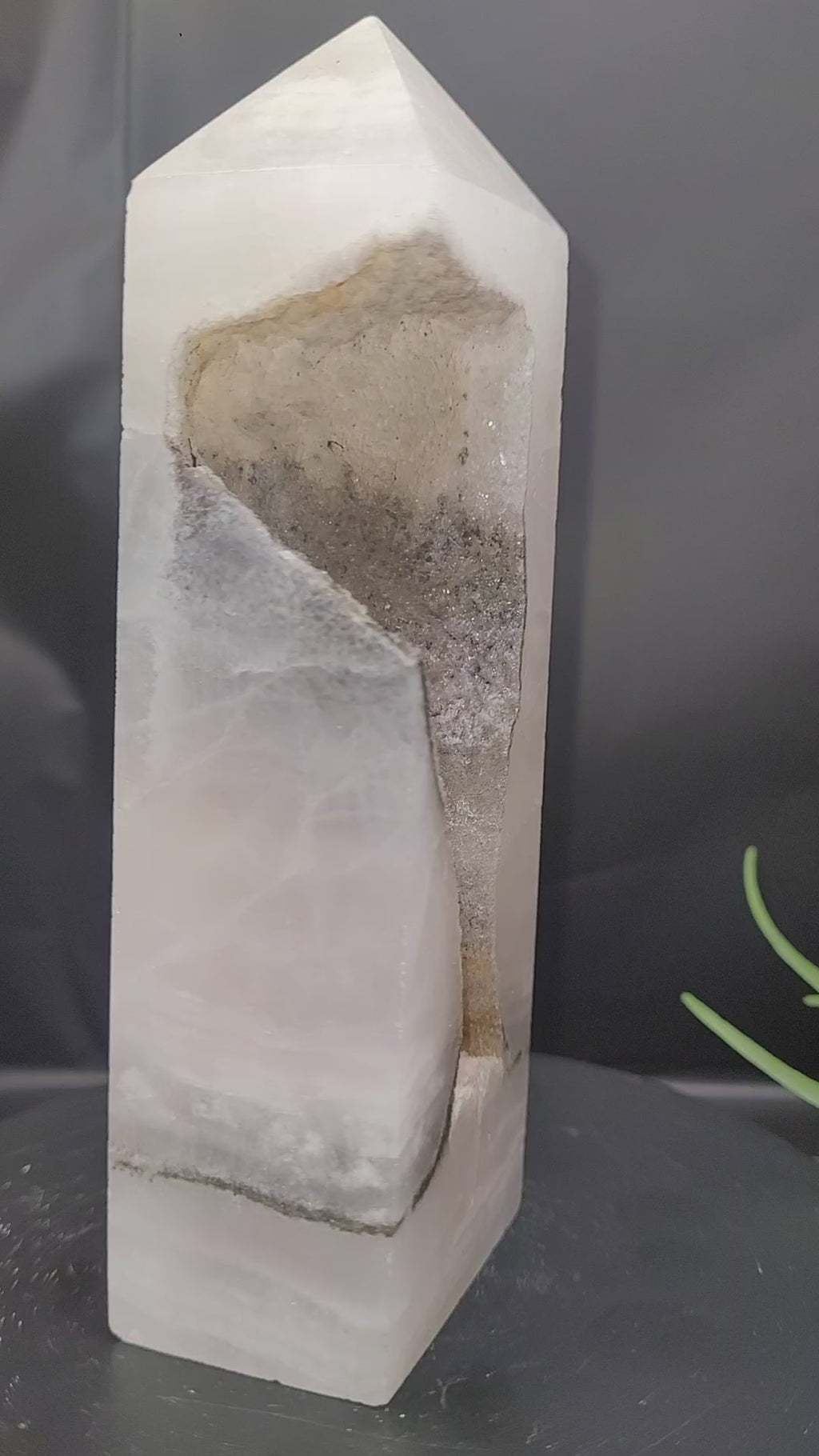 Blush White Onyx Portal Tower with Natural Druzy Window
