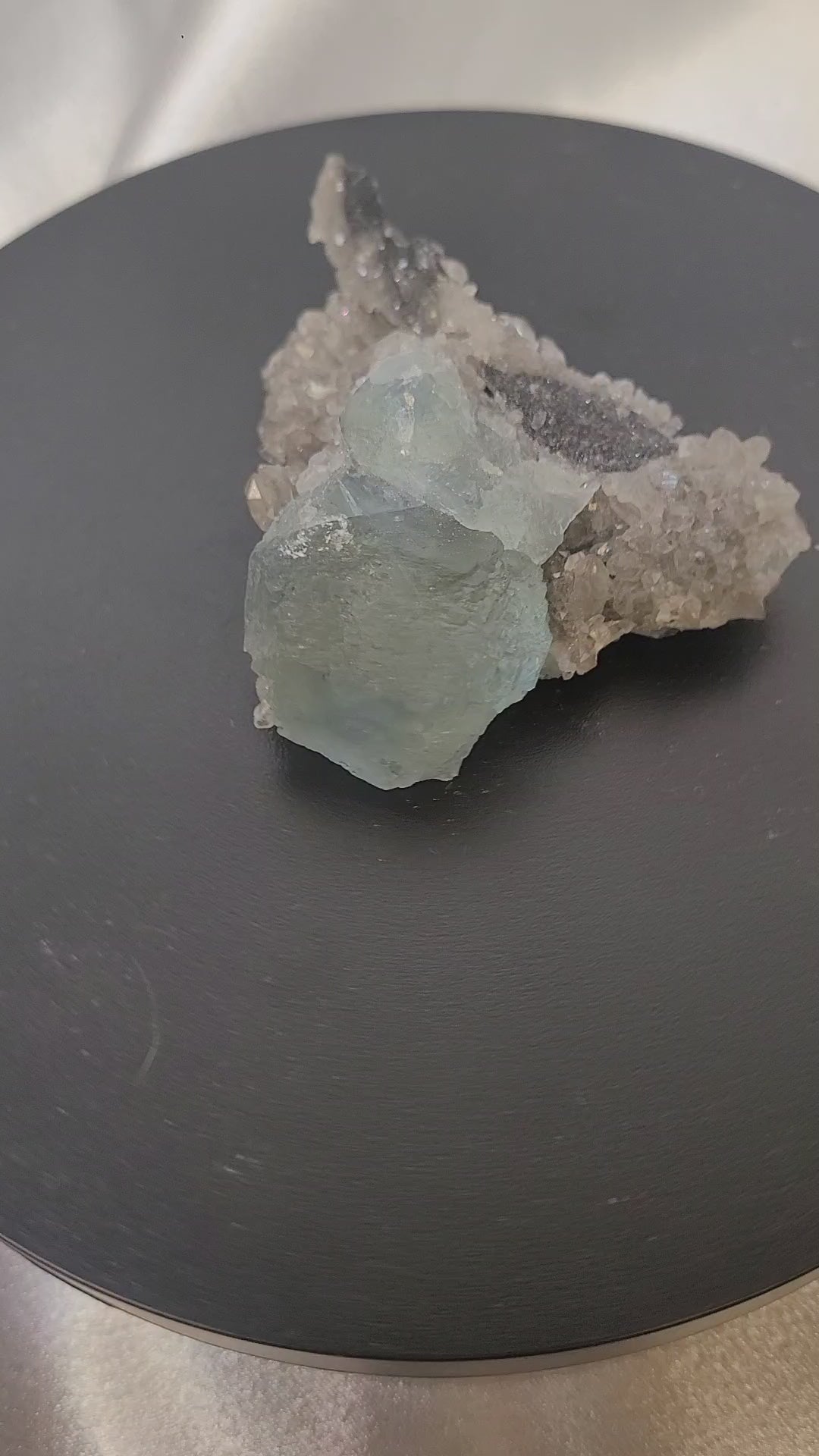 Blue Fluorite on Druzy Quartz Matrix