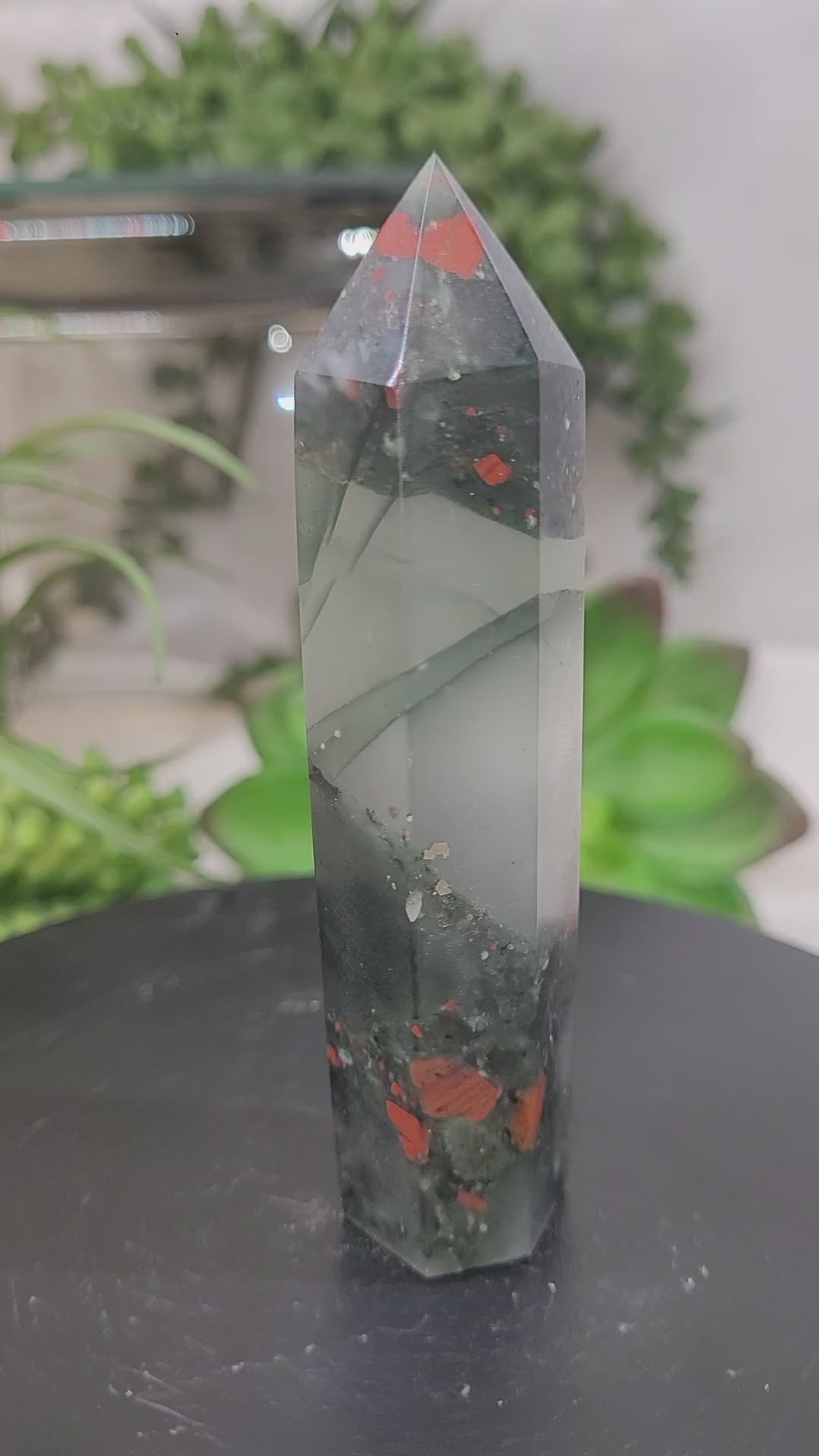 Bloodstone Crystal Tower | Polished Bloodstone Point | Standing Bloodstone Generator | 90.3mm Tall | 73g