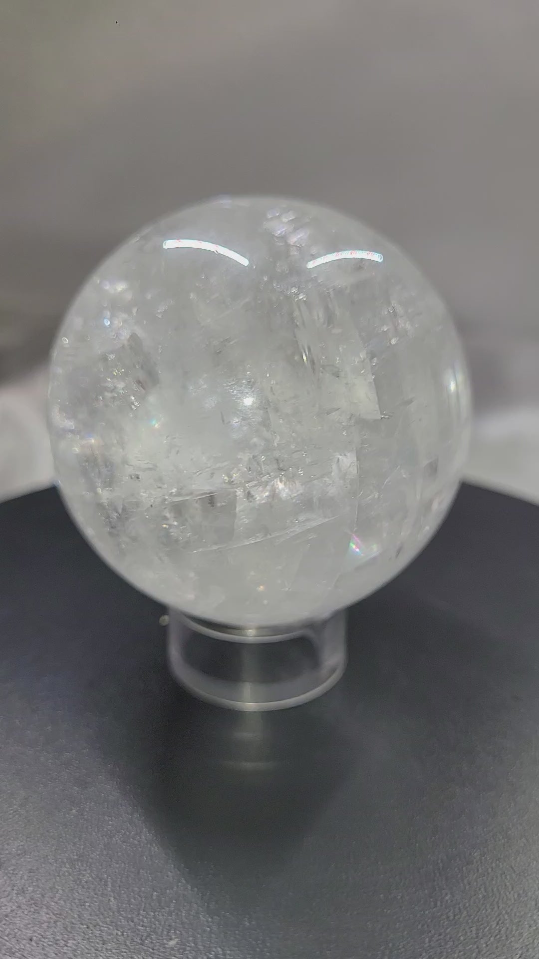 Optical Calcite Sphere | Rainbow Flash Iceland Spar Sphere | 56mm