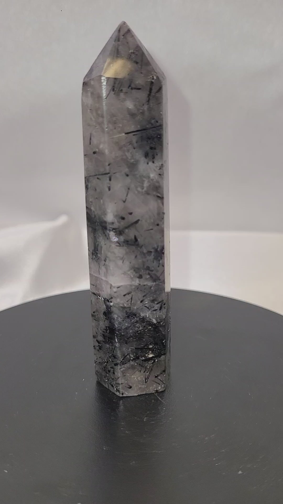Tourmalinated Smoky Quartz Tower | Black Tourmaline Included Quartz Point | 82g