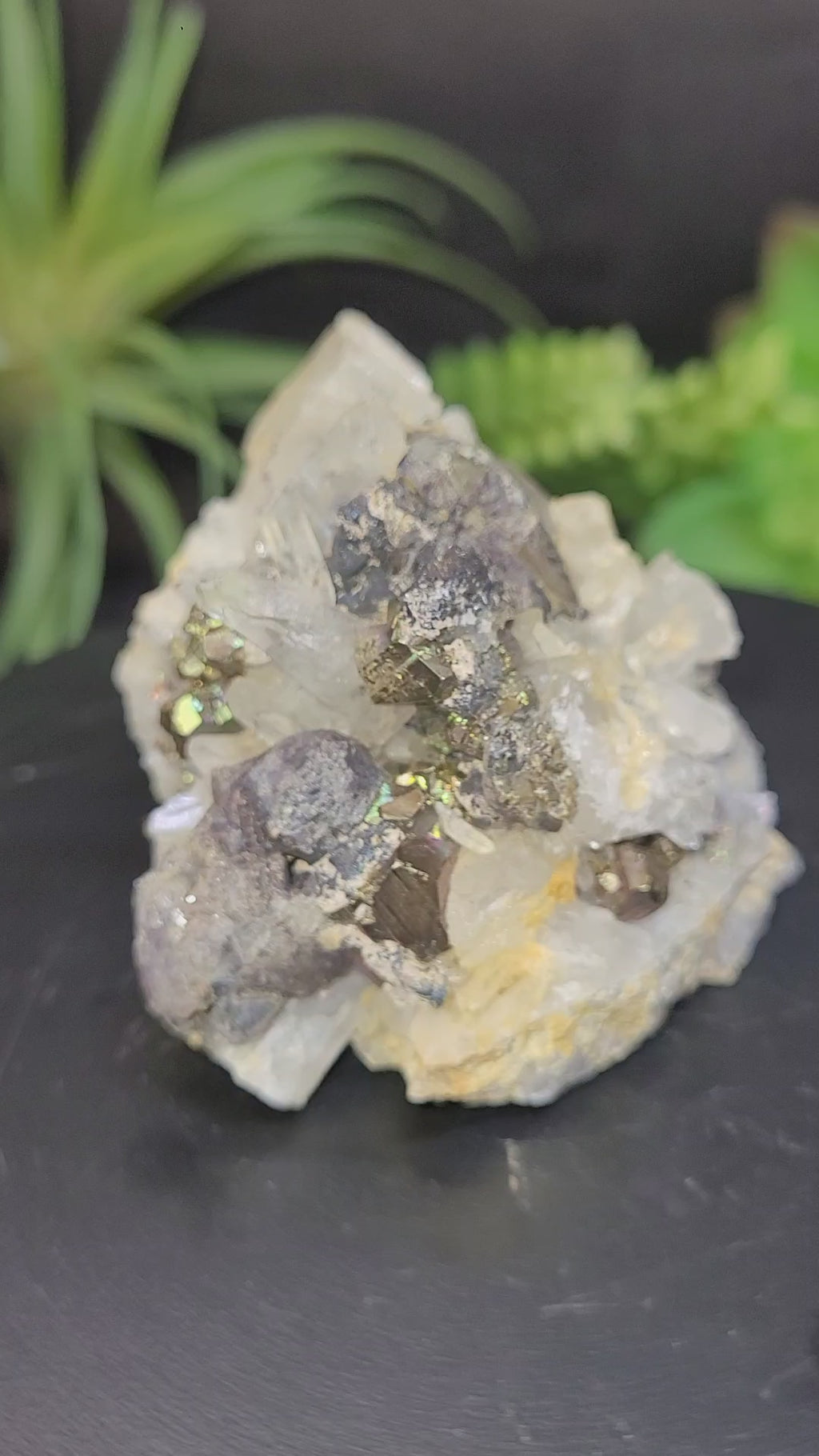 Pyrite with Quartz Crystal Cluster | Natural Metallic Mineral Specimen | 108g Collector Display Piece