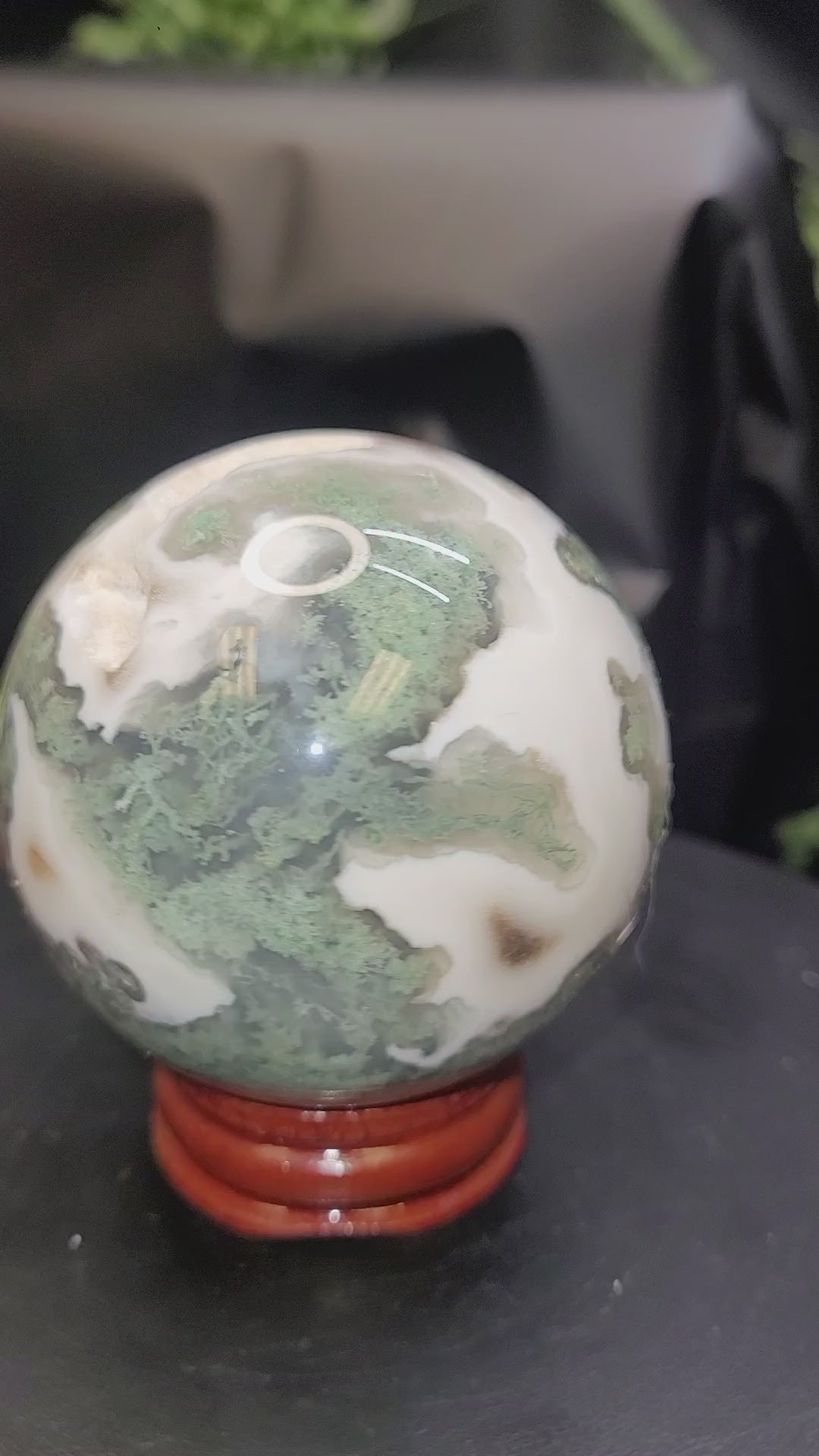 Moss Agate Sphere with Natural Vug