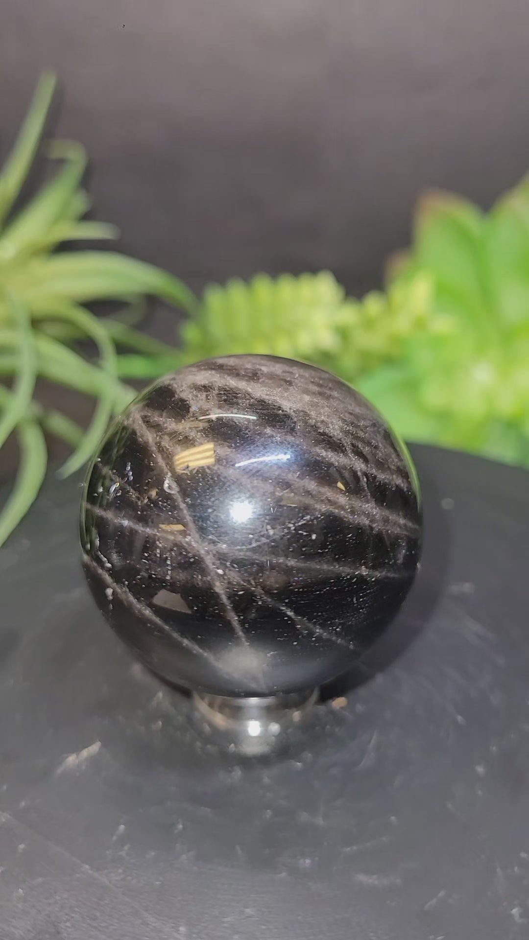 Natural Black Morion Quartz Sphere | 40.2mm Polished Crystal Sphere | 90g