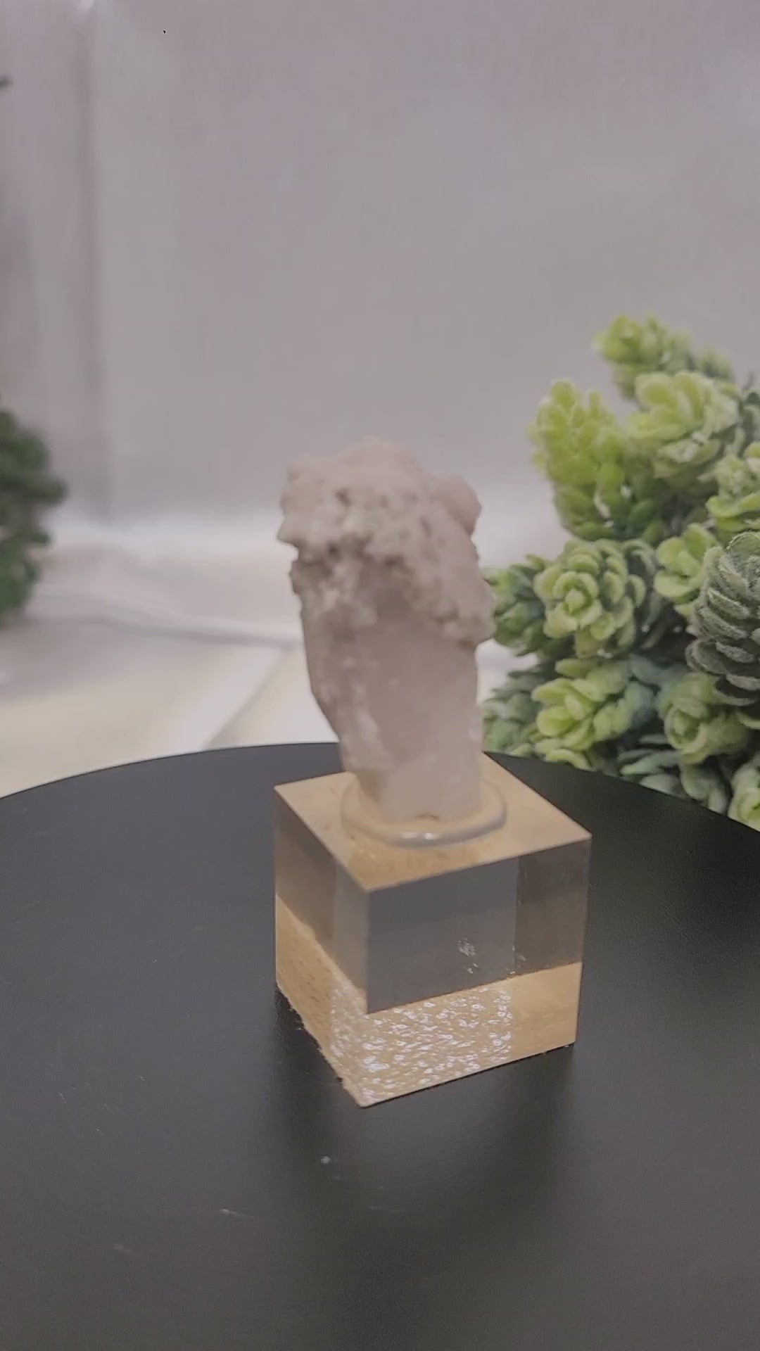 Blush Druzy Quartz Specimen on Acrylic Display Stand