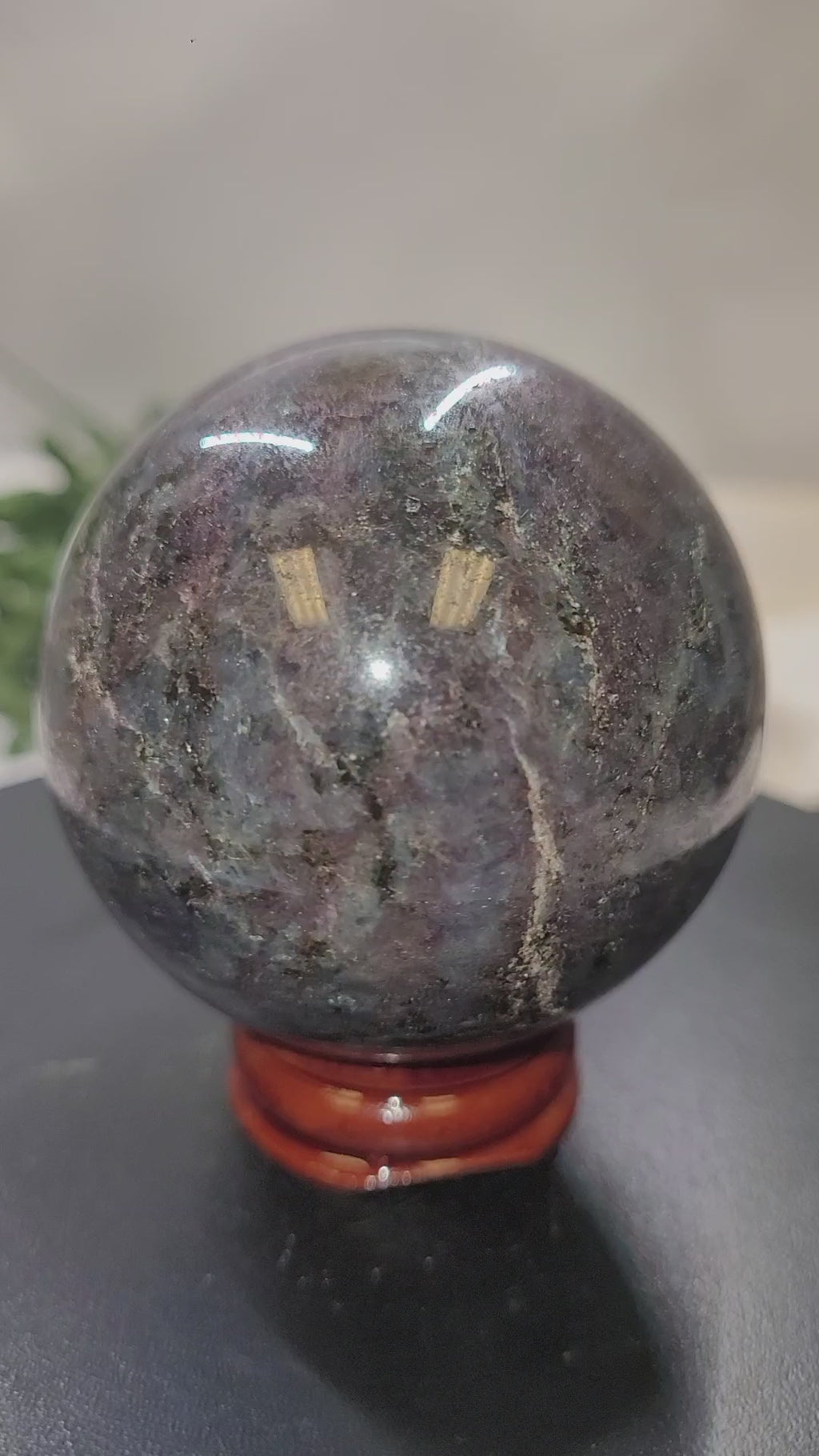 Ruby in Kyanite Sphere | 54.6mm Crystal Sphere | Natural Ruby & Blue Kyanite Crystal Ball | Fluorescent Under UV