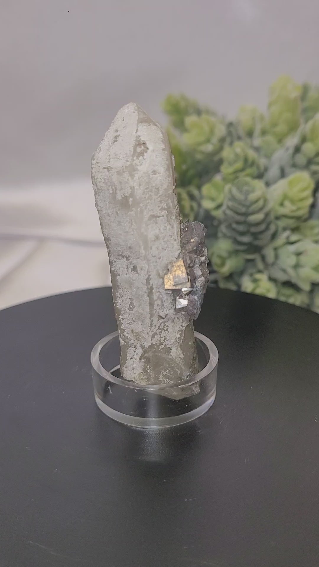 Candle Quartz with Galena Crystal Growth • Raw Quartz Specimen • 47g