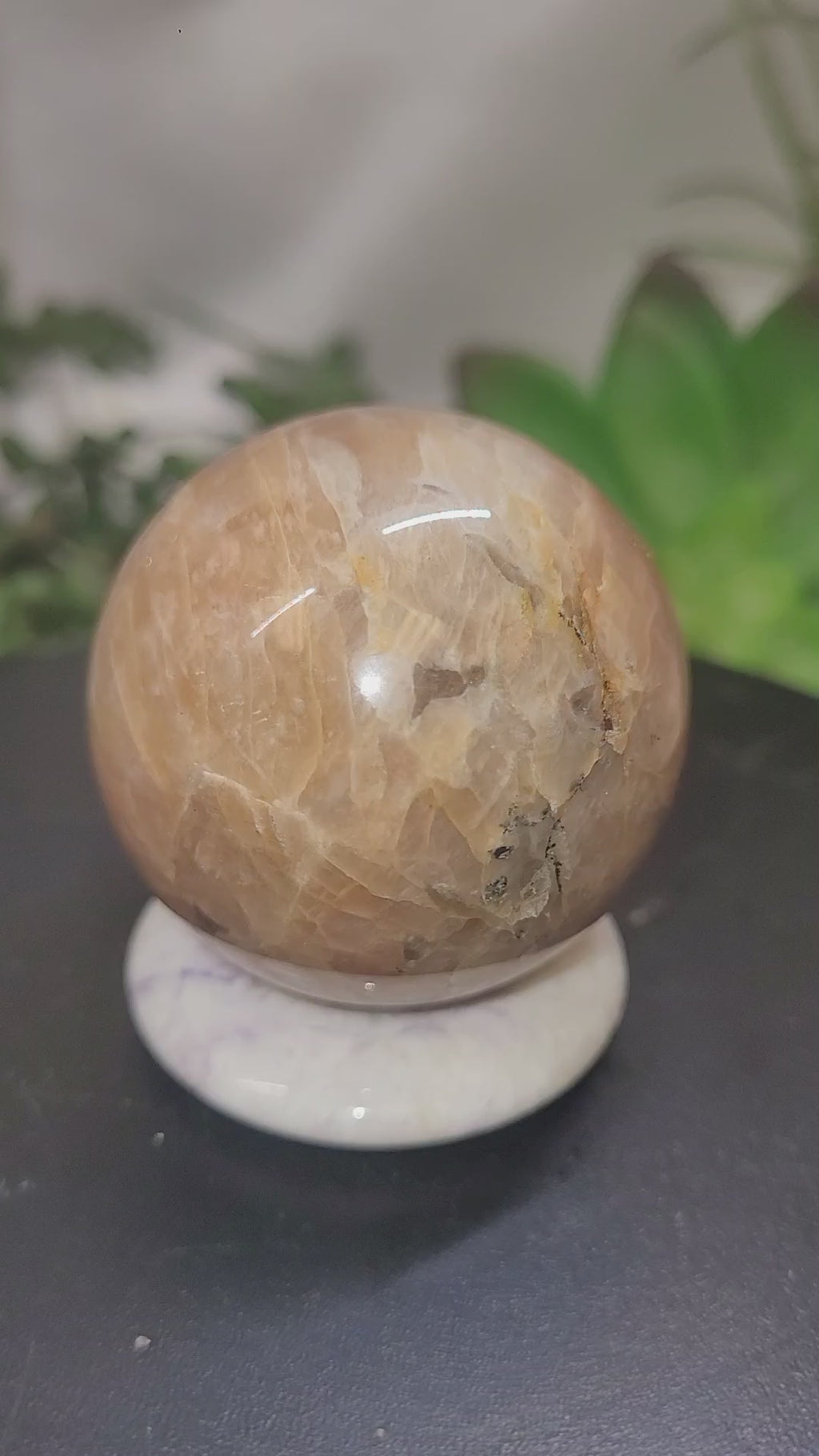 Peach Moonstone Sphere | 43.2mm Natural Crystal Sphere | Honey Peach Feldspar | Collector Display