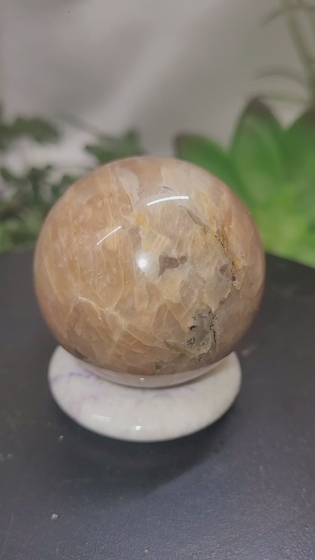 Peach Moonstone Sphere | 43.2mm Natural Crystal Sphere | Honey Peach Feldspar | Collector Display