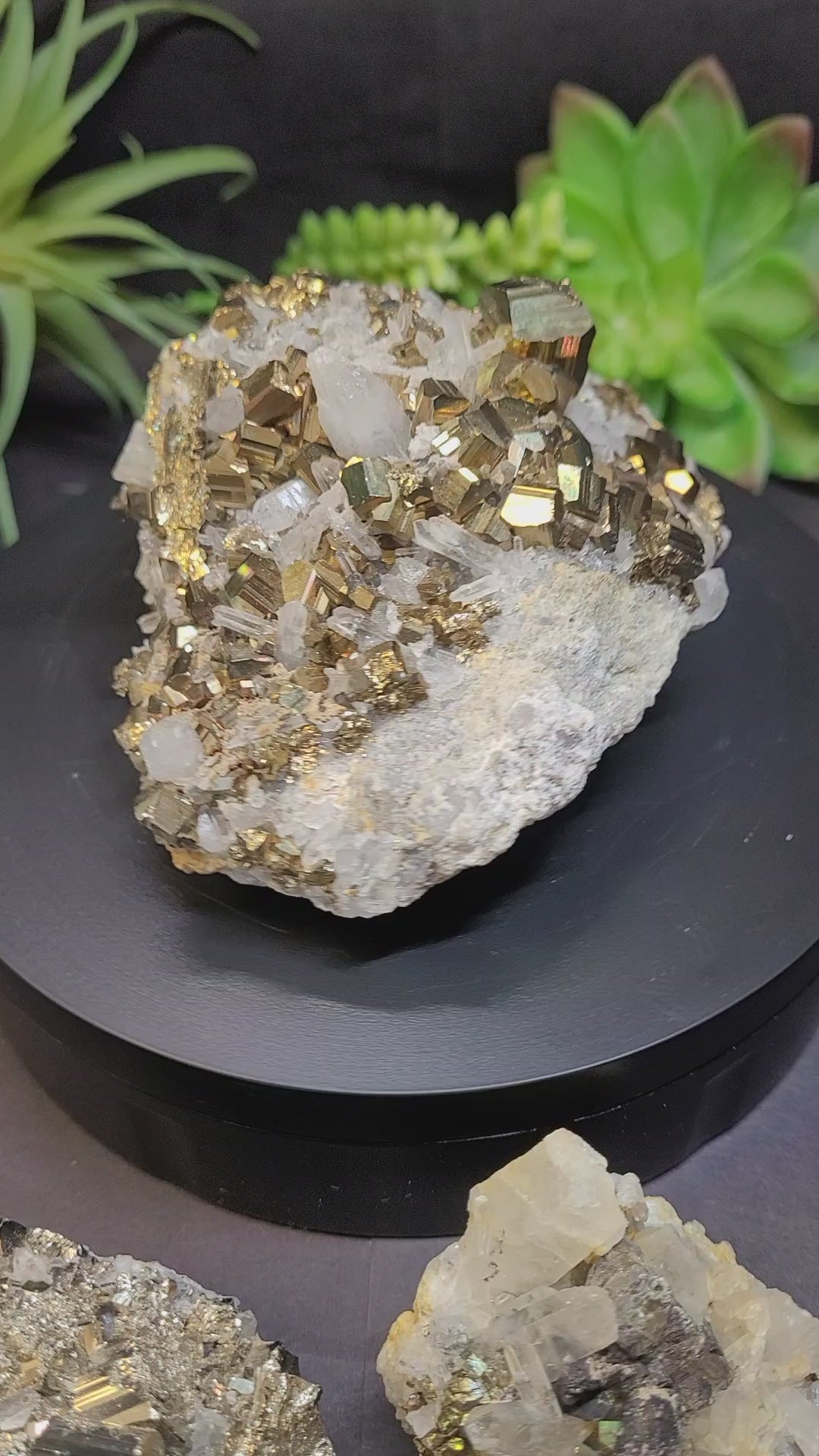 Pyrite & Quartz Crystal Cluster | Sparkling Natural Cubic Pyrite Specimen | 527g Collector Display Piece