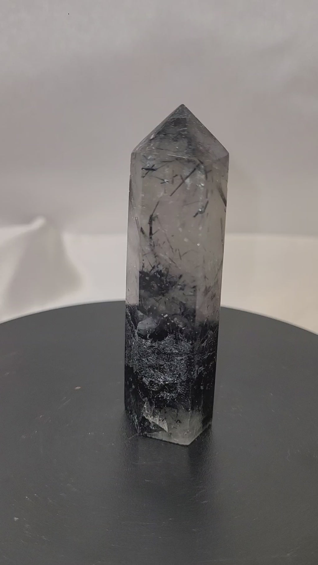 Tourmalinated Quartz Tower | Black Tourmaline in Quartz Point | 63g
