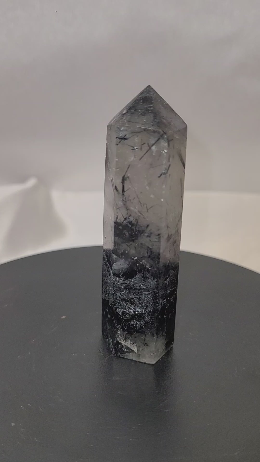 Tourmalinated Quartz Tower | Black Tourmaline in Quartz Point | 63g