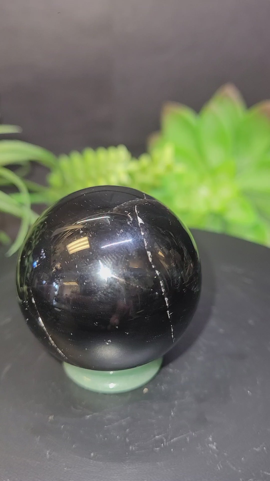 Natural Black Morion Quartz Sphere | 41.3mm Polished Crystal Sphere | 98g