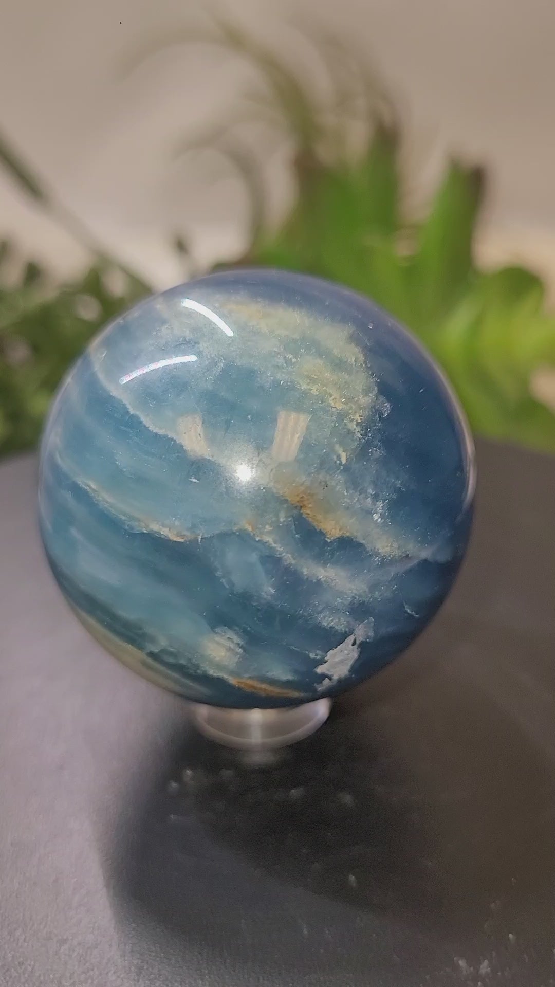 Blue Onyx Sphere | Natural Banded Blue Calcite | 42.1mm | 107g