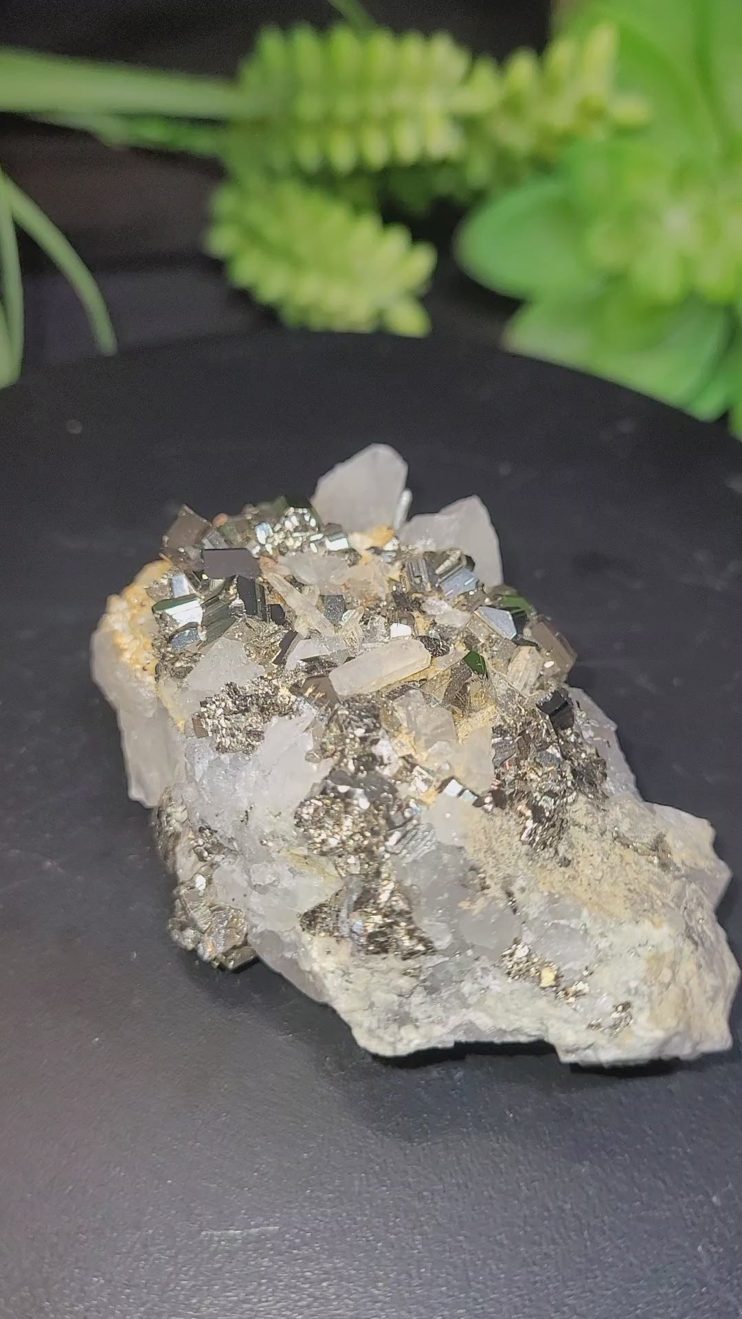 Pyrite with Quartz Crystal Cluster | Natural Metallic Mineral Specimen | 83g Collector Display Piece