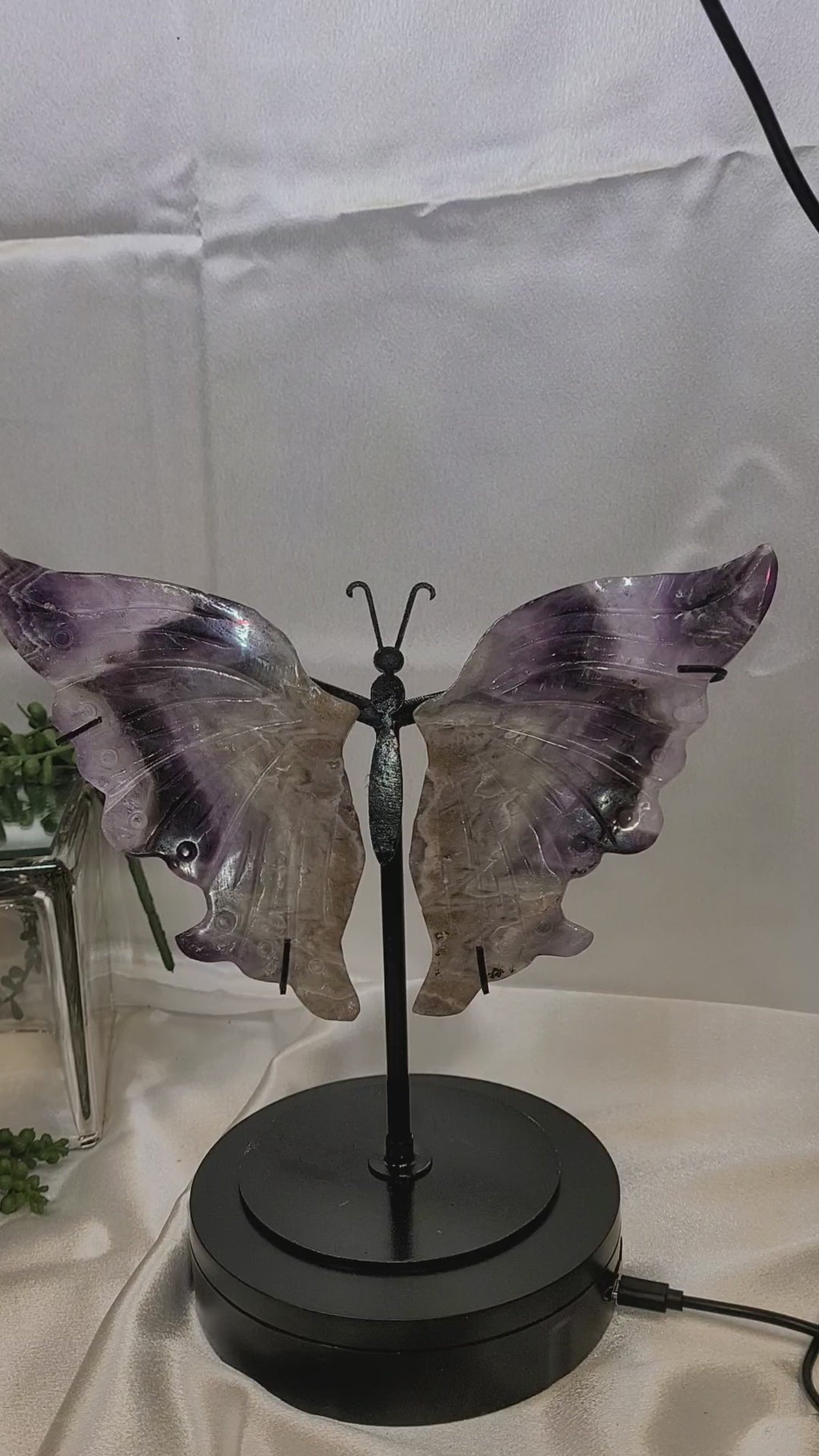 Amethyst Butterfly Wings on Stand | Large Crystal Display Sculpture | 8" Tall