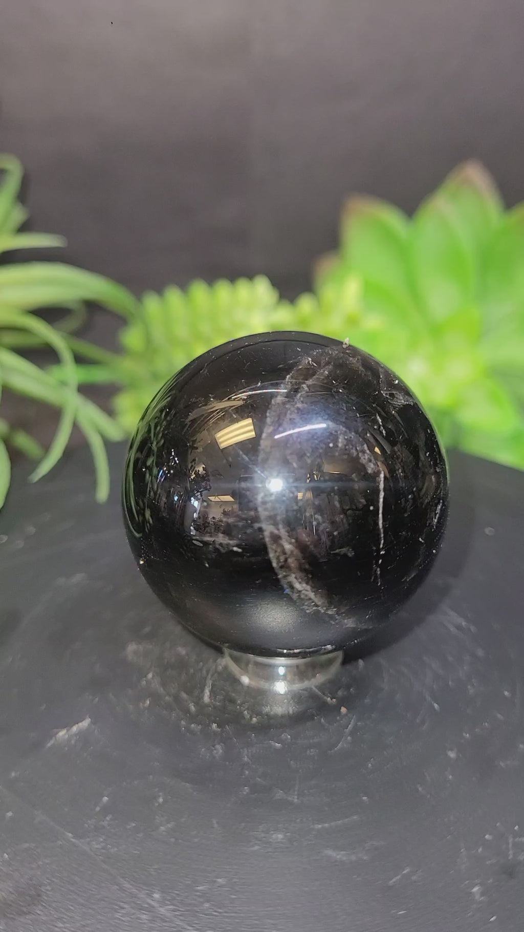 Natural Black Morion Quartz Sphere | 40.2mm Polished Crystal Sphere | 90g